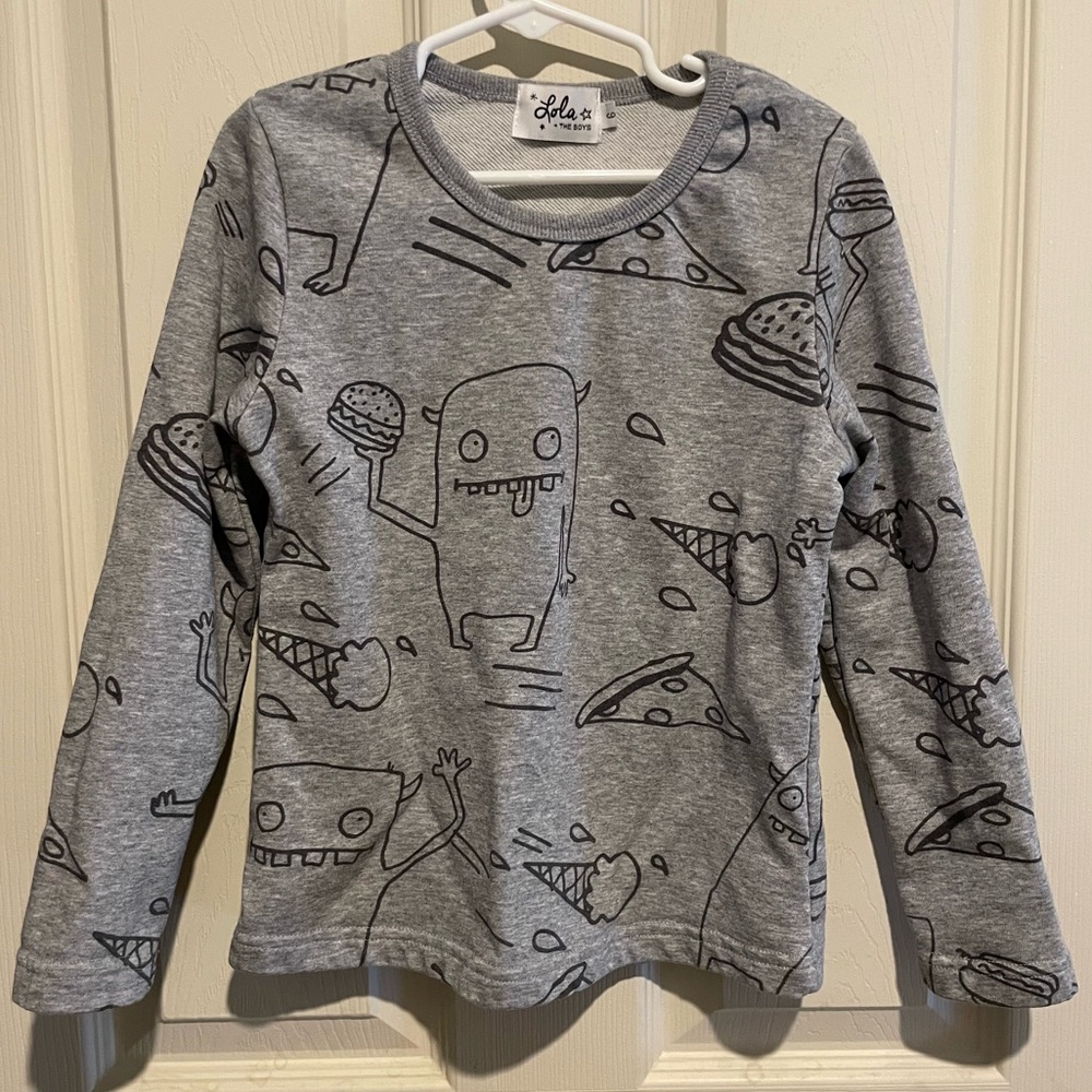 Gray monster burger pizza sweatshirt